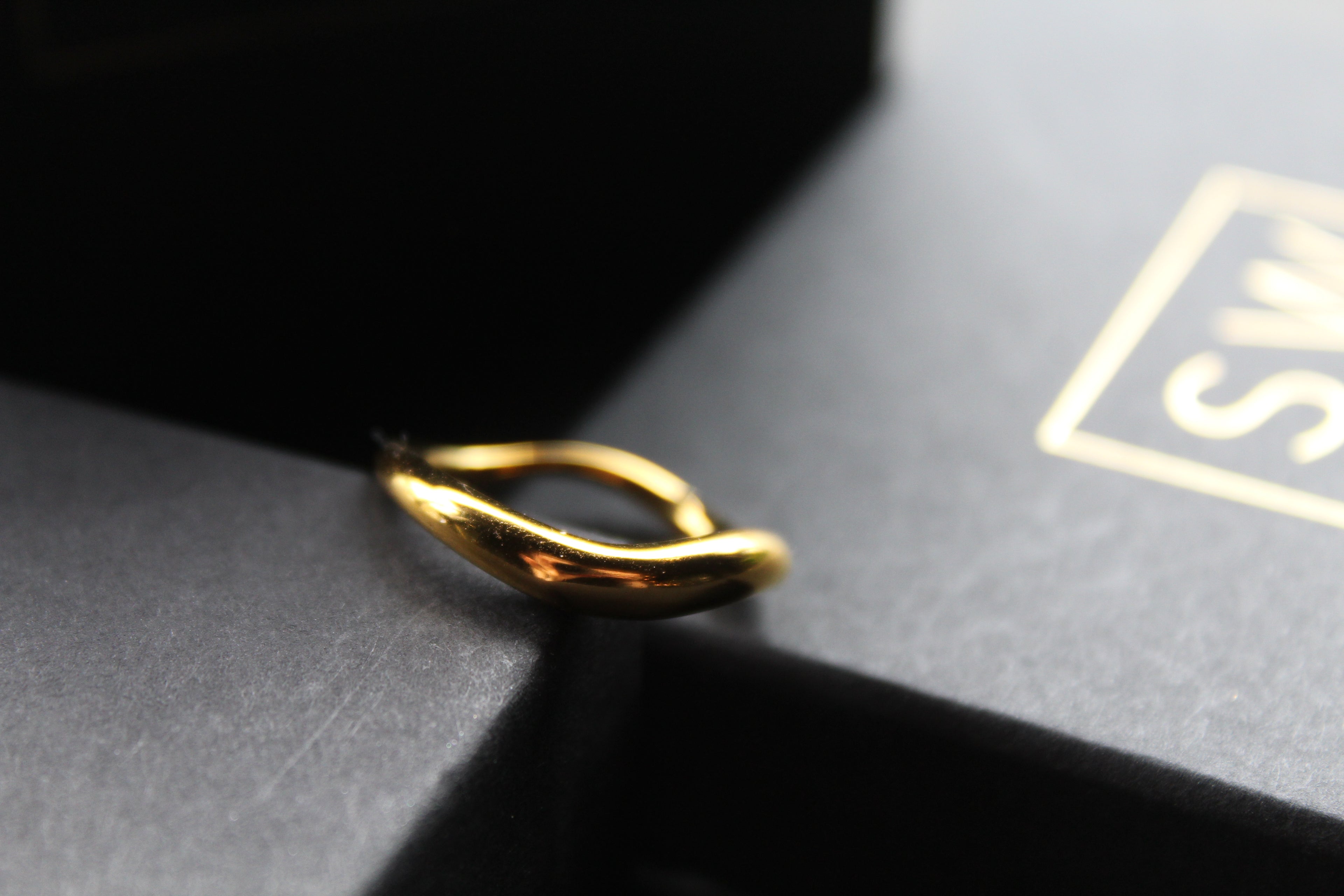 Stainless Steel Fluid Wave Ring with 18ct Gold PVD