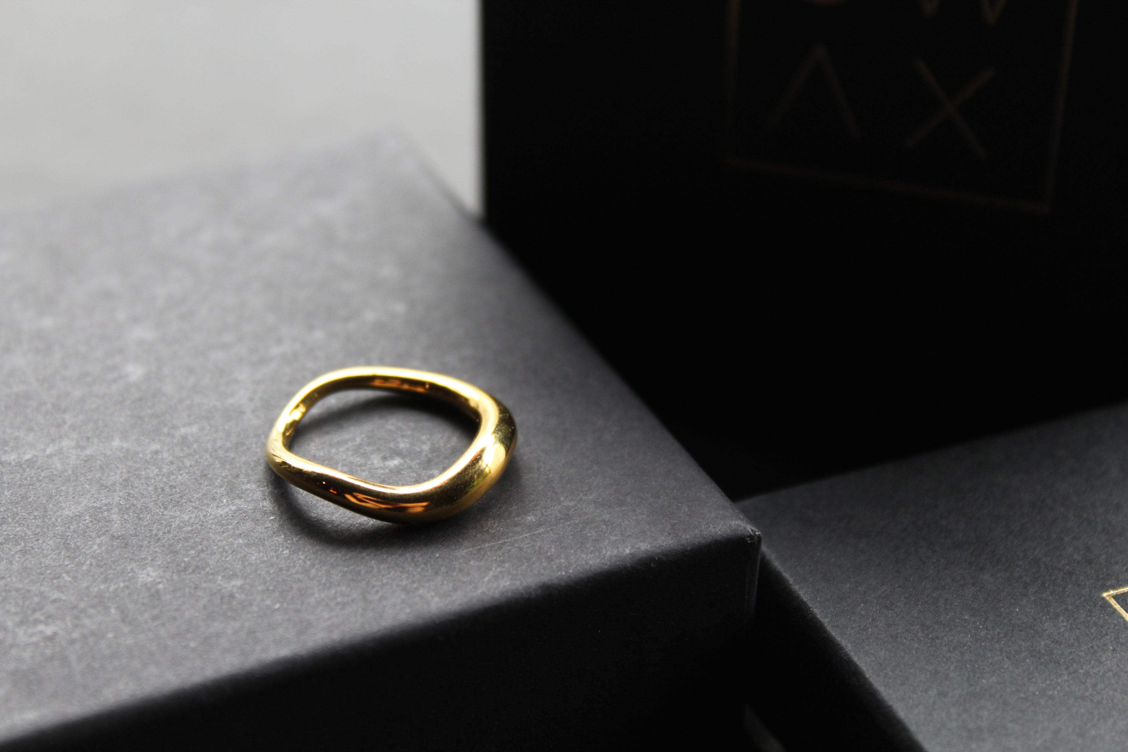 Stainless Steel Fluid Wave Ring with 18ct Gold PVD