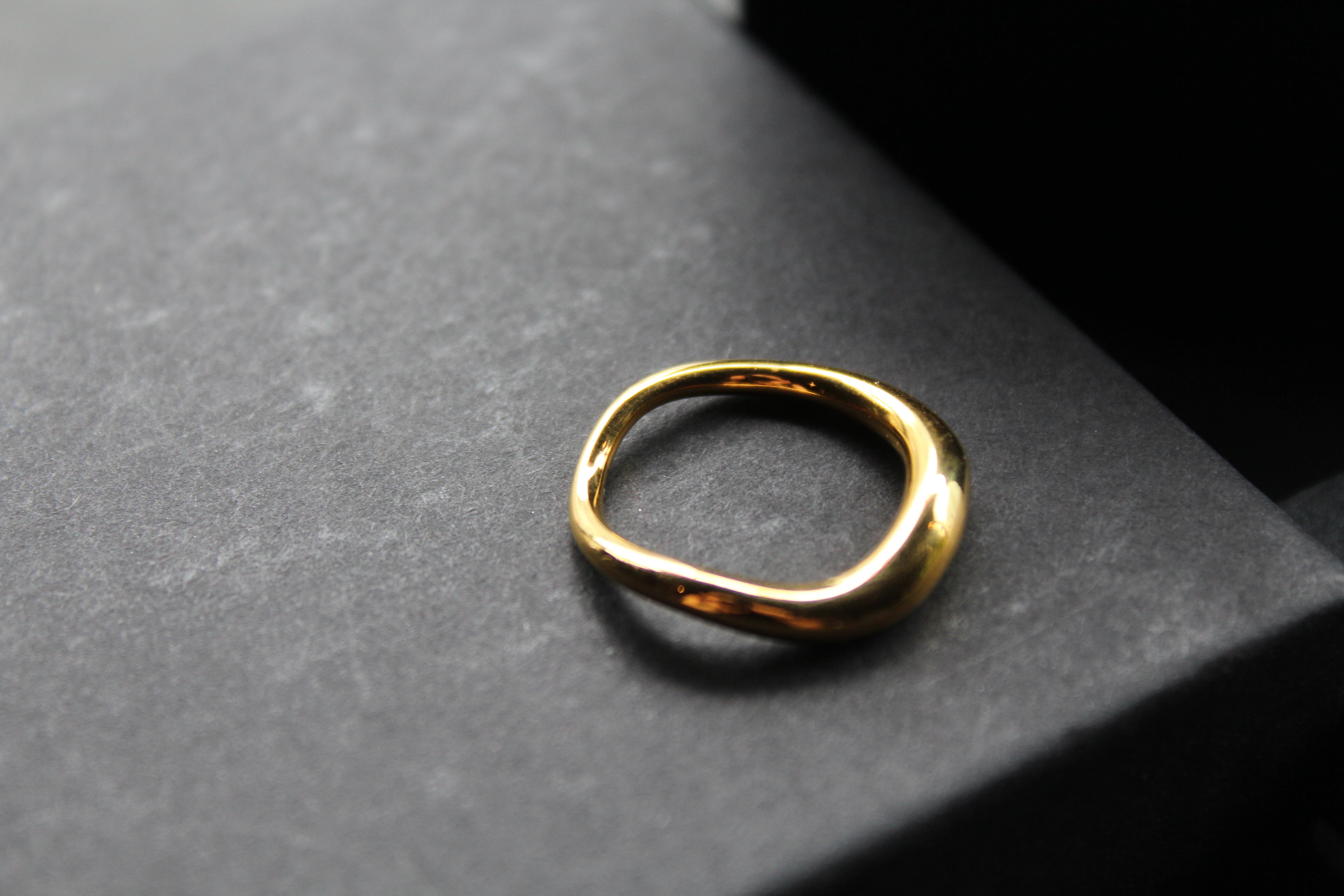 Stainless Steel Fluid Wave Ring with 18ct Gold PVD