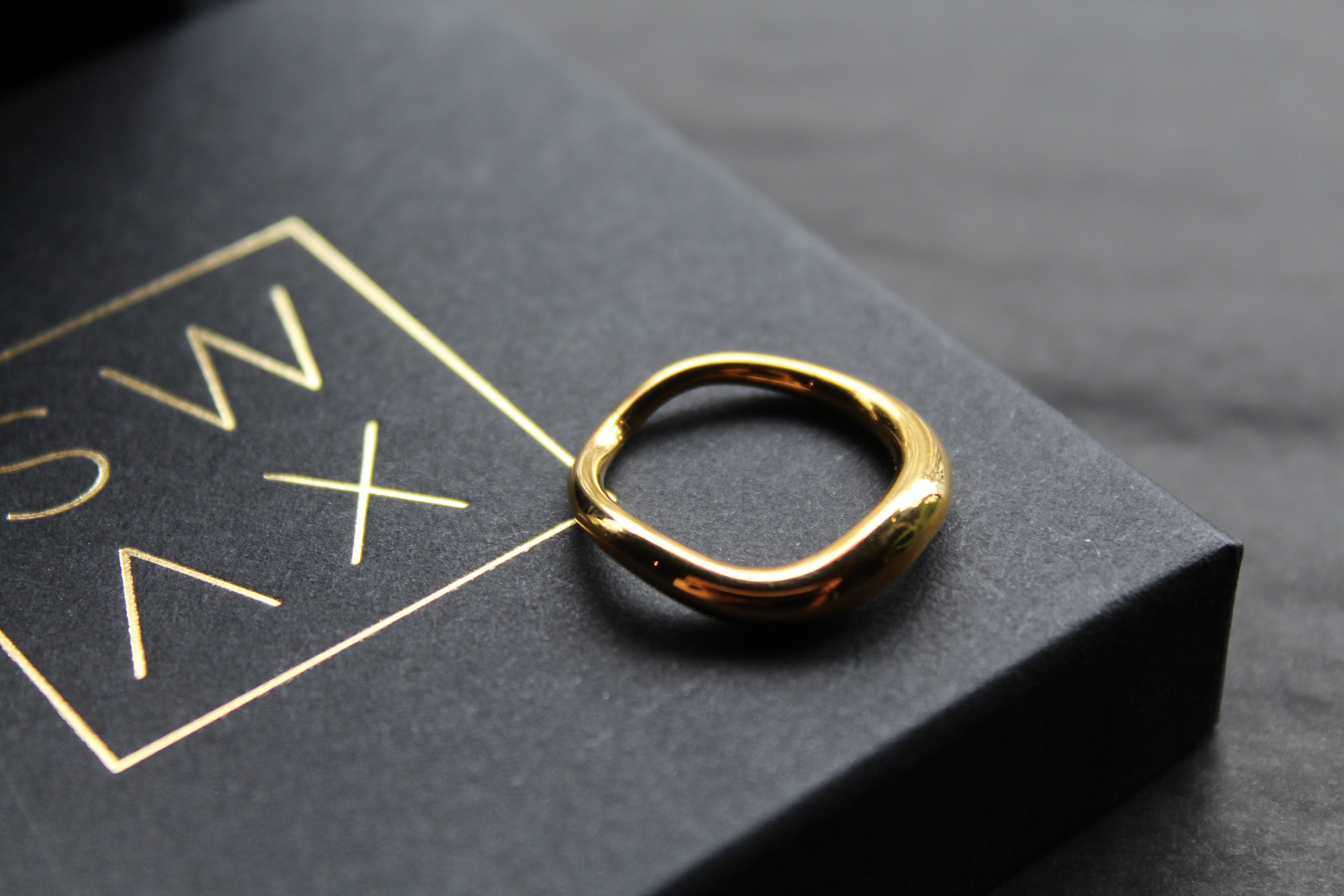 Stainless Steel Fluid Wave Ring with 18ct Gold PVD