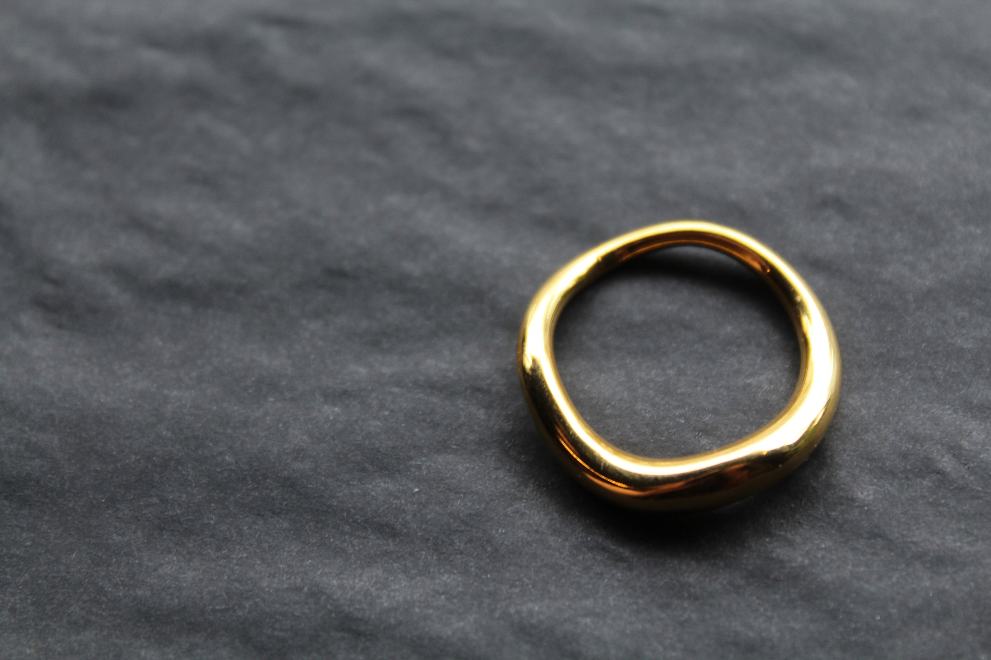 Stainless Steel Fluid Wave Ring with 18ct Gold PVD
