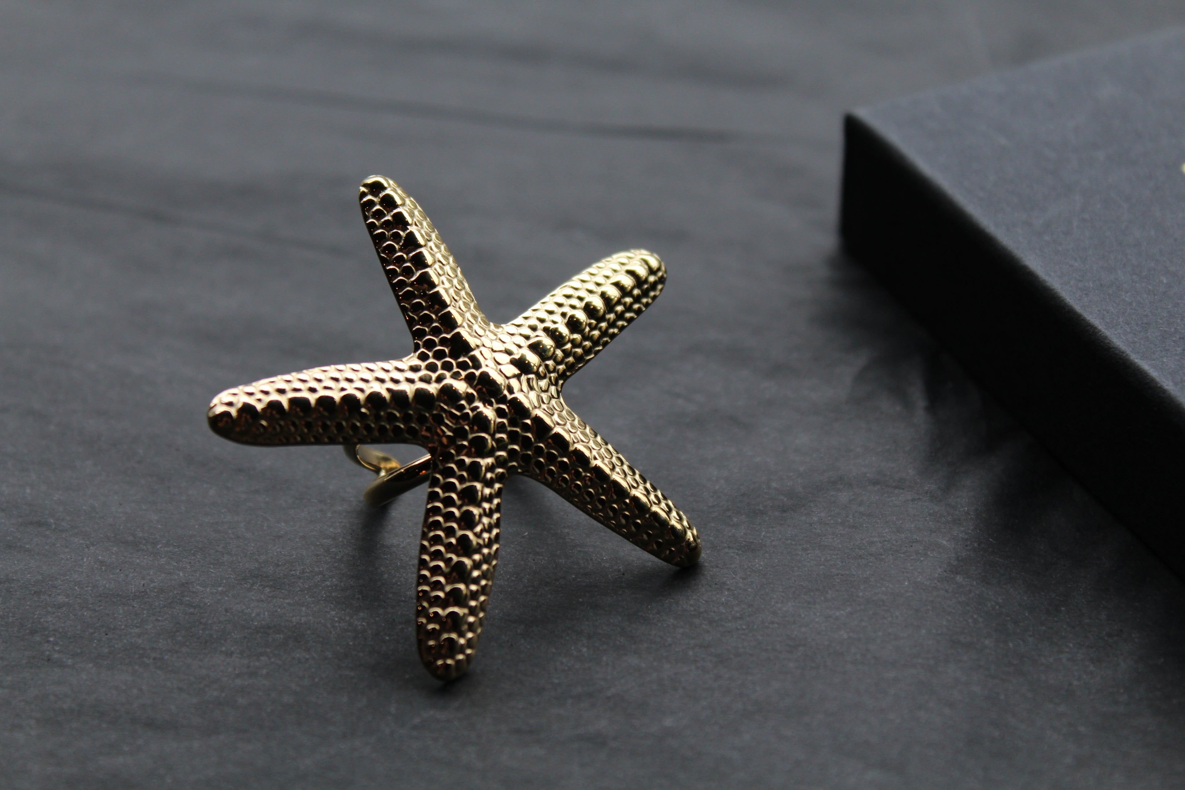 Stainless Steel Gold Starfish Ring