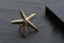 Load image into Gallery viewer, Stainless Steel Gold Starfish Ring
