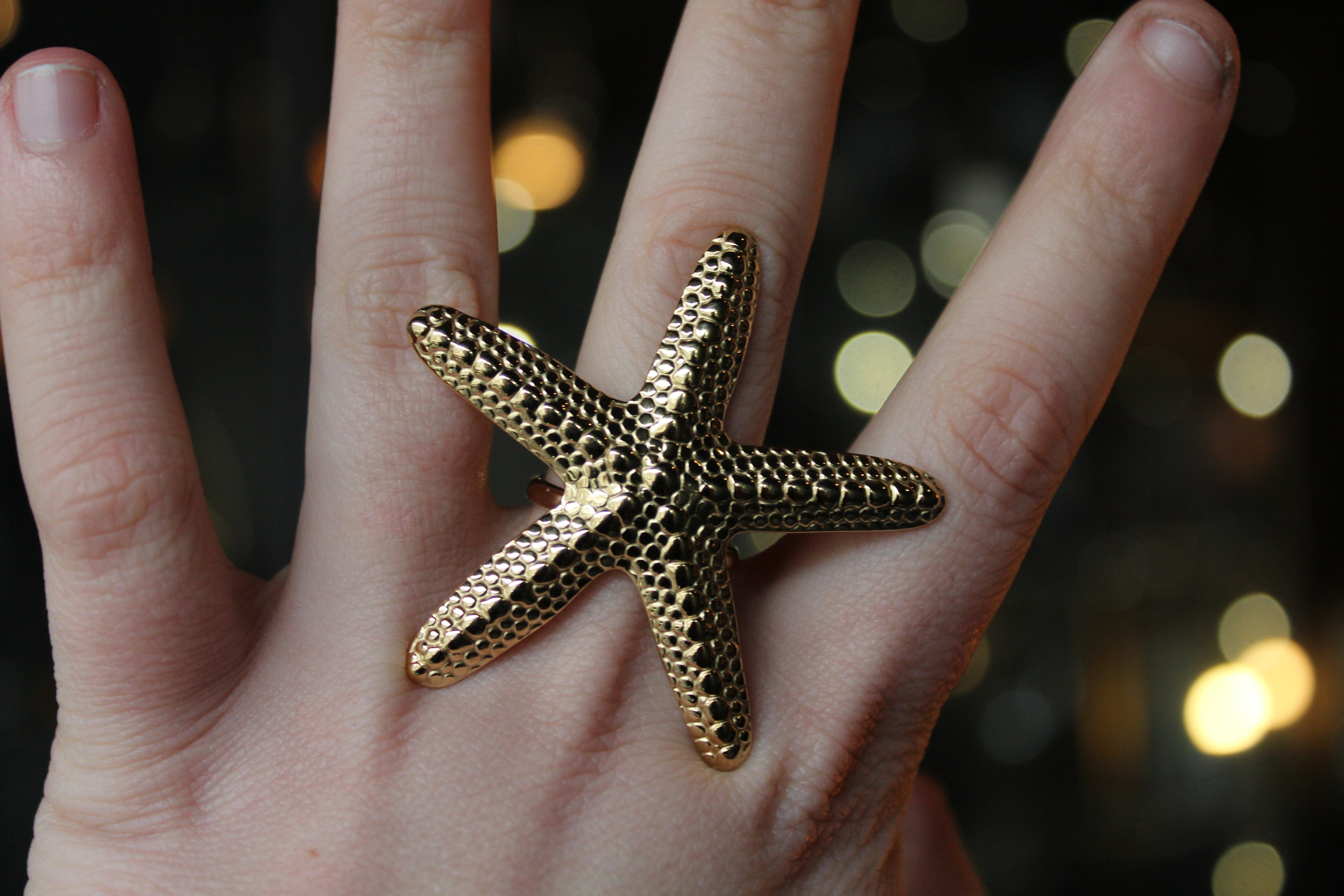 Stainless Steel Gold Starfish Ring