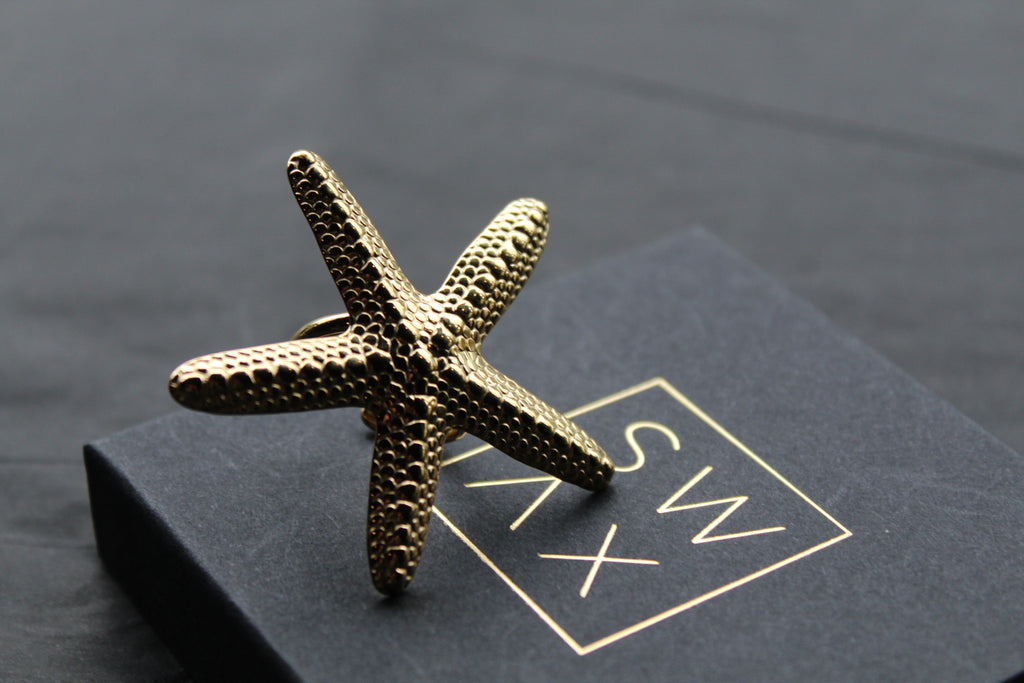 Stainless Steel Gold Starfish Ring