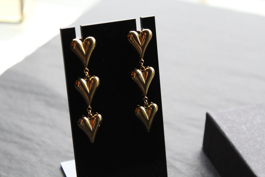 Stainless Steel Heart Drop Earrings