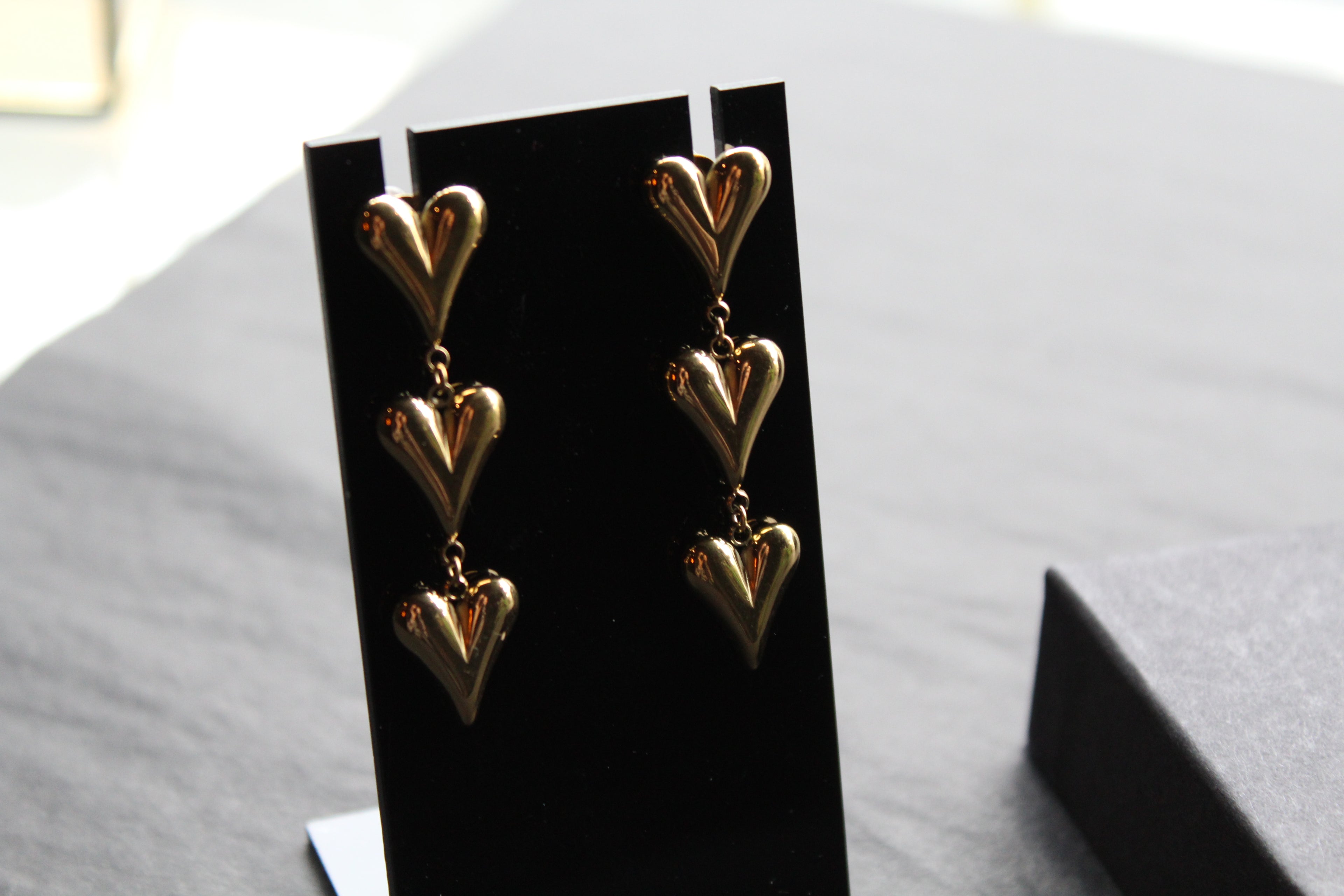 Stainless Steel Heart Drop Earrings