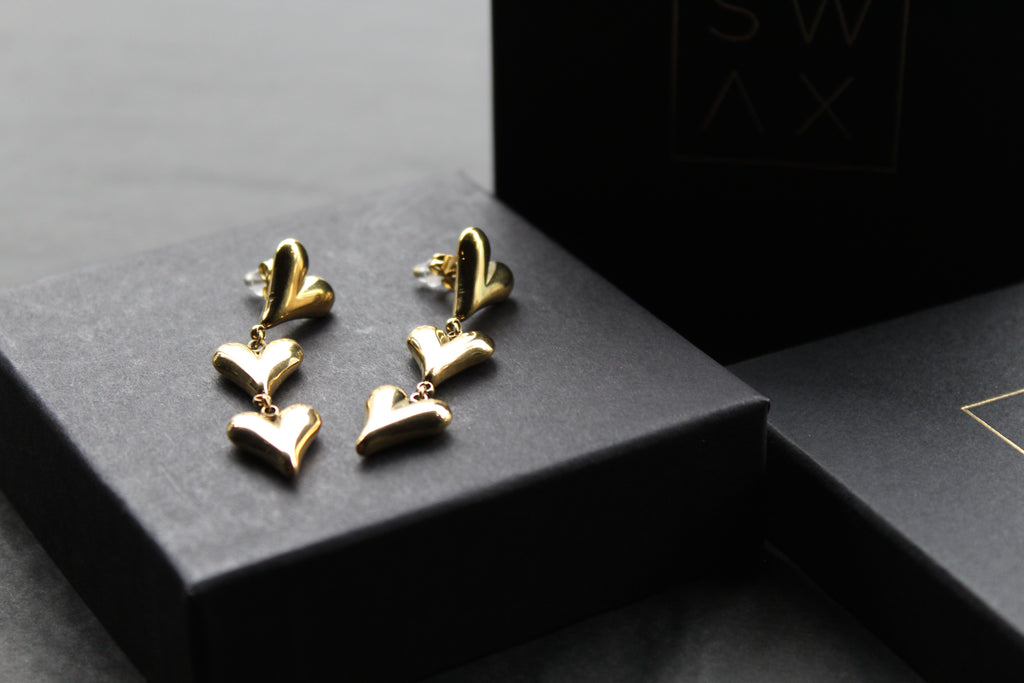 Stainless Steel Heart Drop Earrings