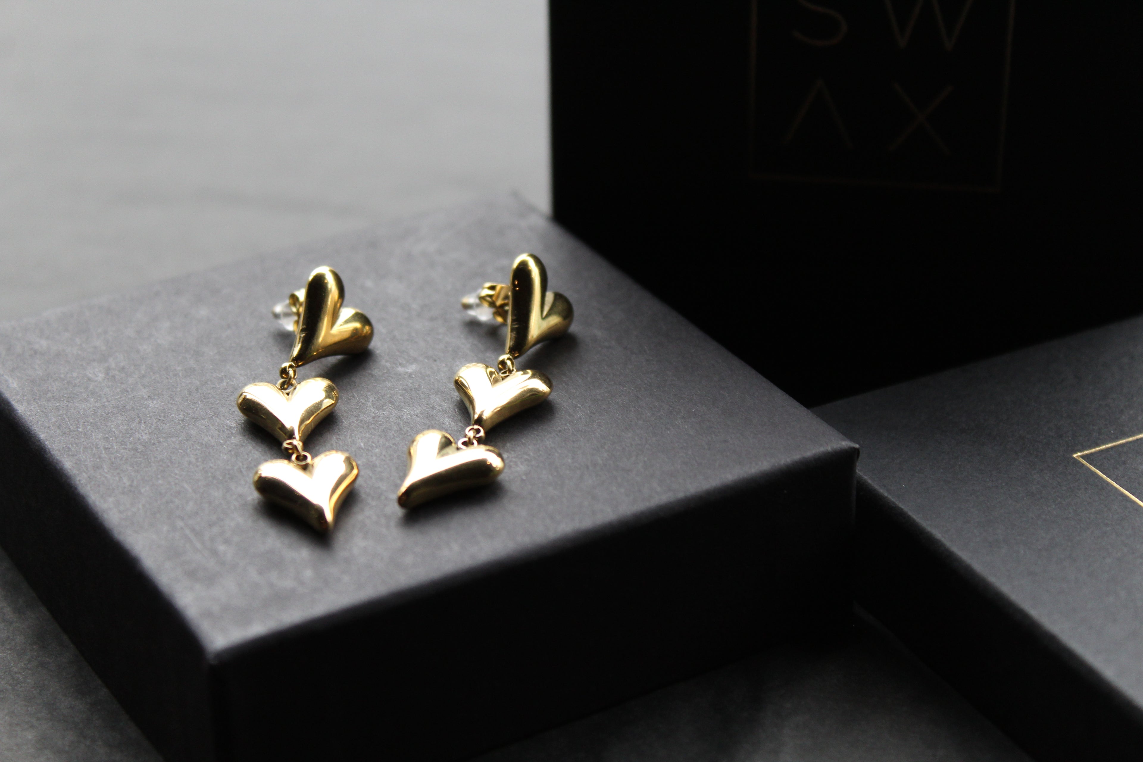 Stainless Steel Heart Drop Earrings