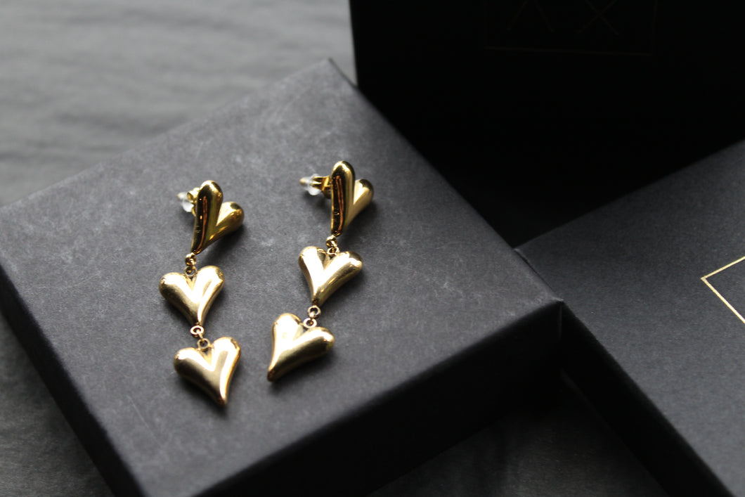Stainless Steel Heart Drop Earrings