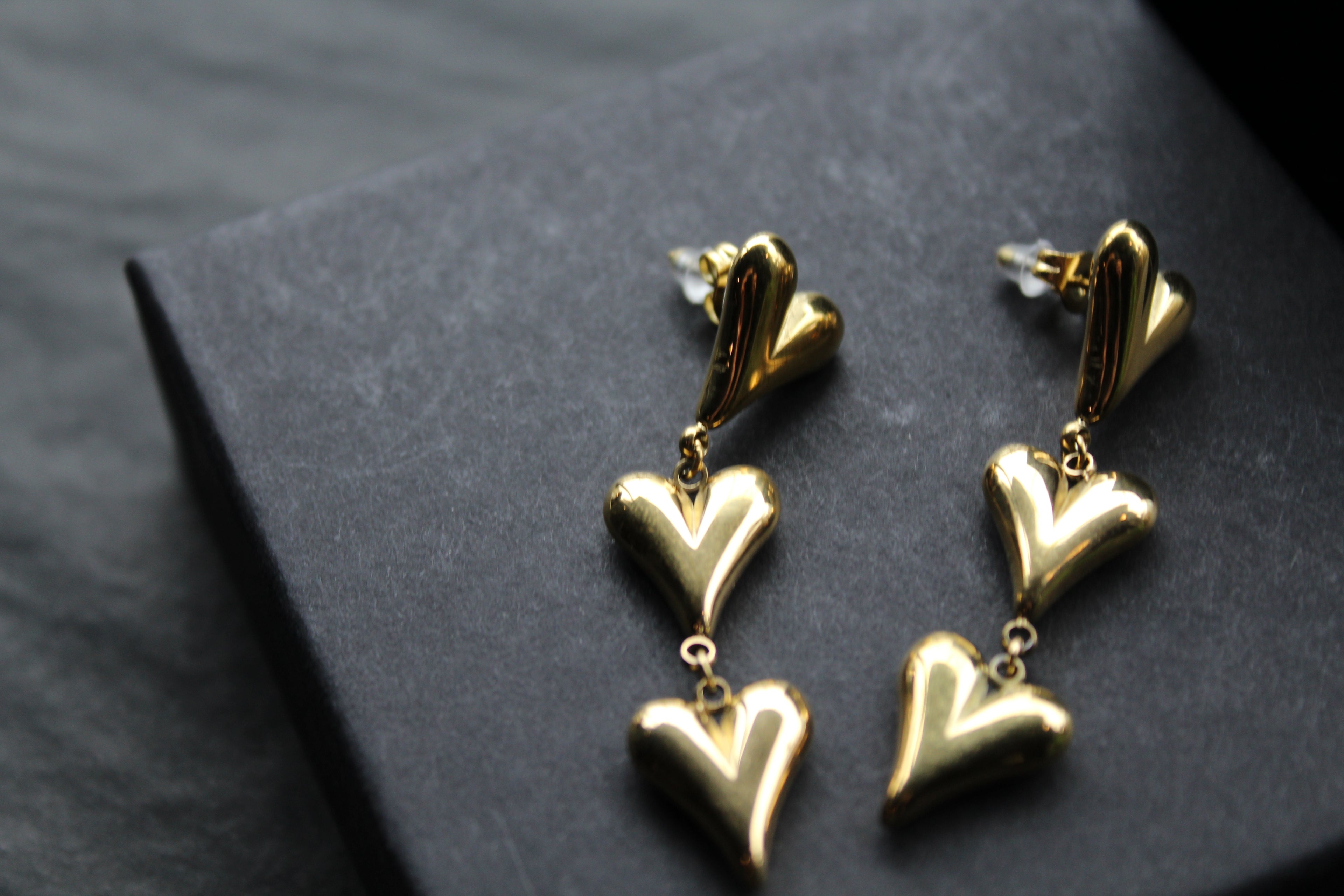 Stainless Steel Heart Drop Earrings