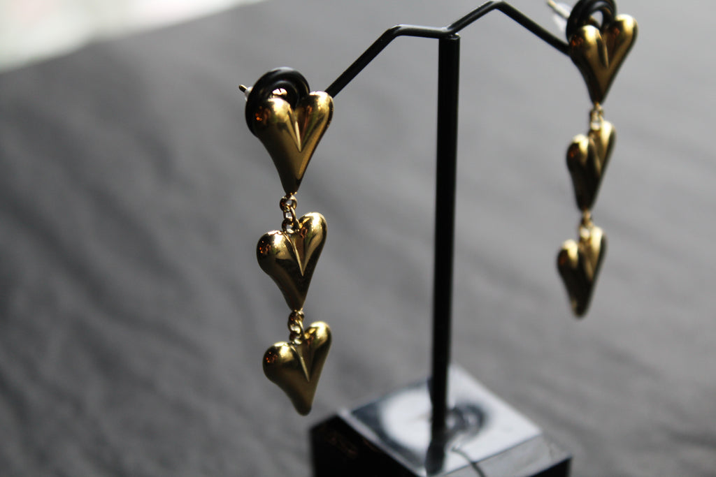 Stainless Steel Heart Drop Earrings
