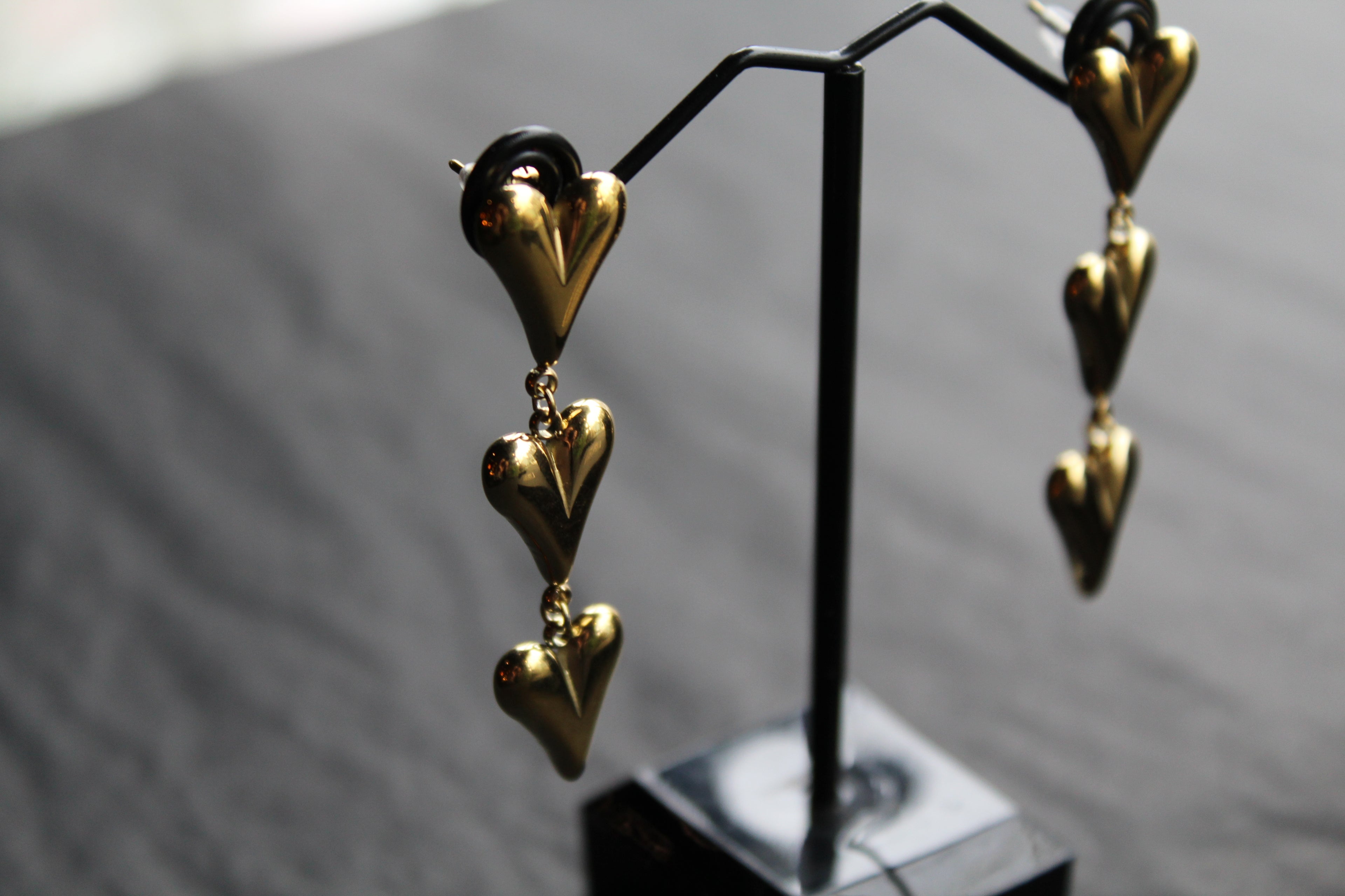 Stainless Steel Heart Drop Earrings