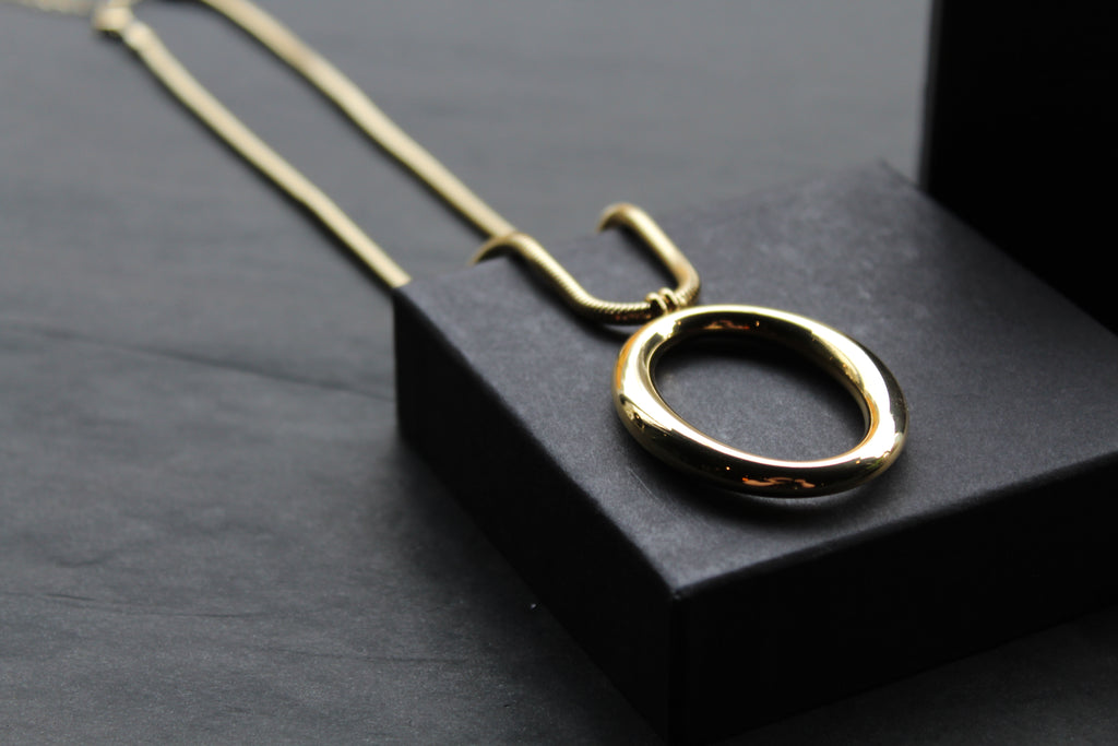 Stainless Steel Hoop & Snake Chain Necklace