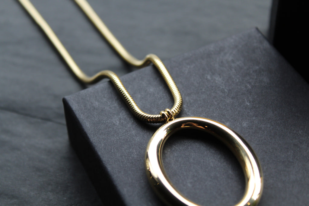 Stainless Steel Hoop & Snake Chain Necklace