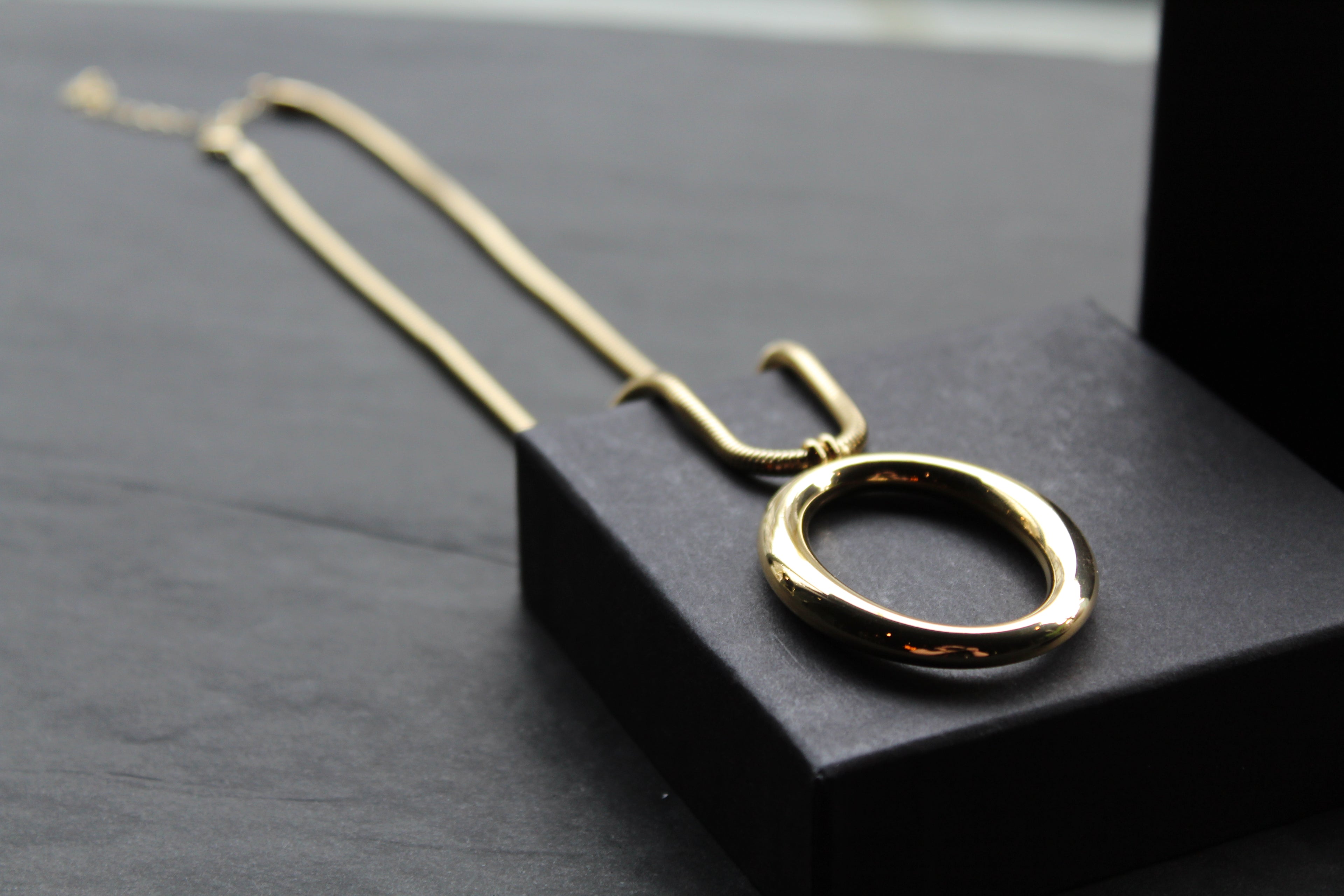 Stainless Steel Hoop & Snake Chain Necklace