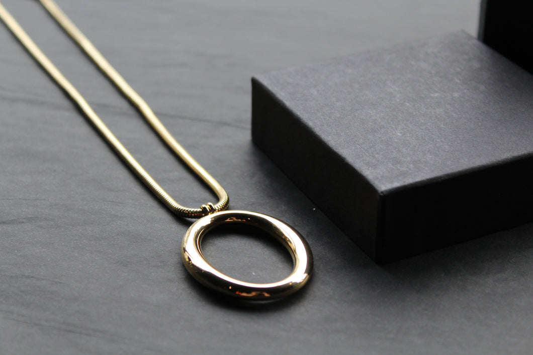 Stainless Steel Hoop & Snake Chain Necklace