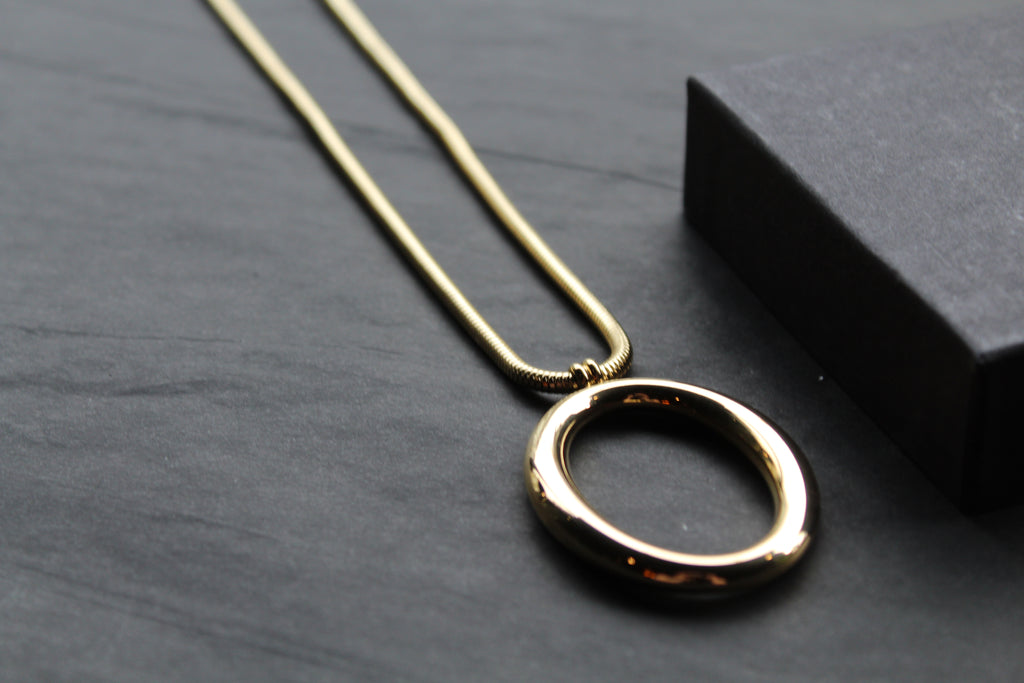 Stainless Steel Hoop & Snake Chain Necklace
