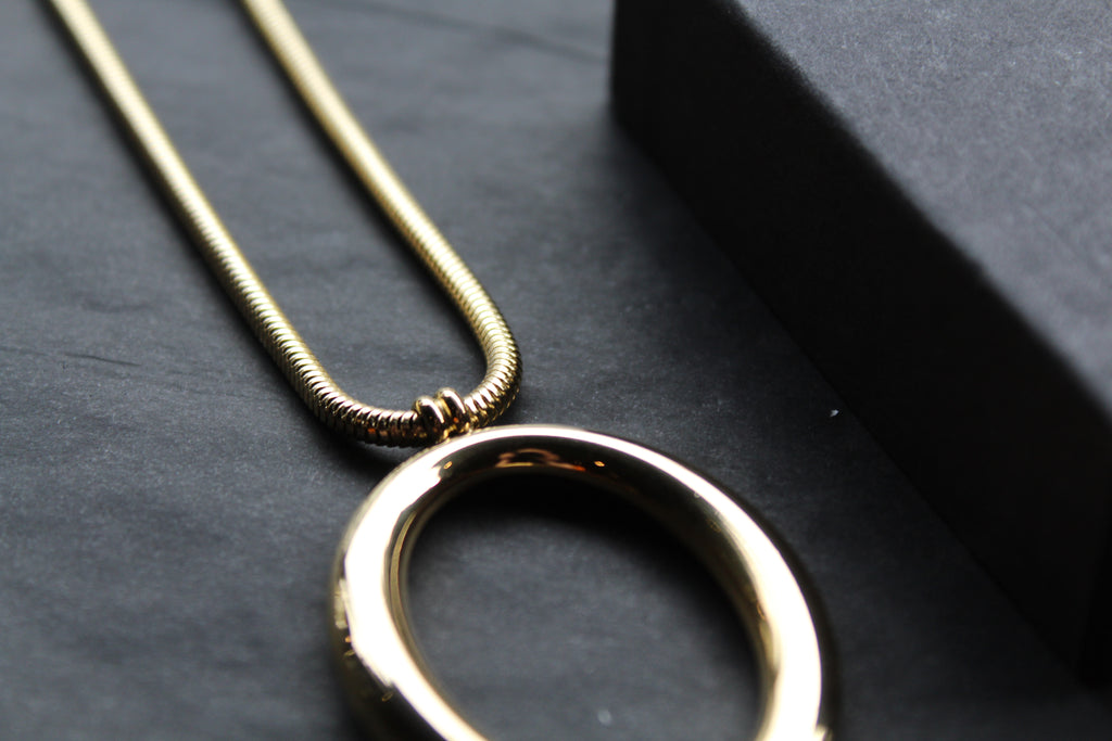 Stainless Steel Hoop & Snake Chain Necklace