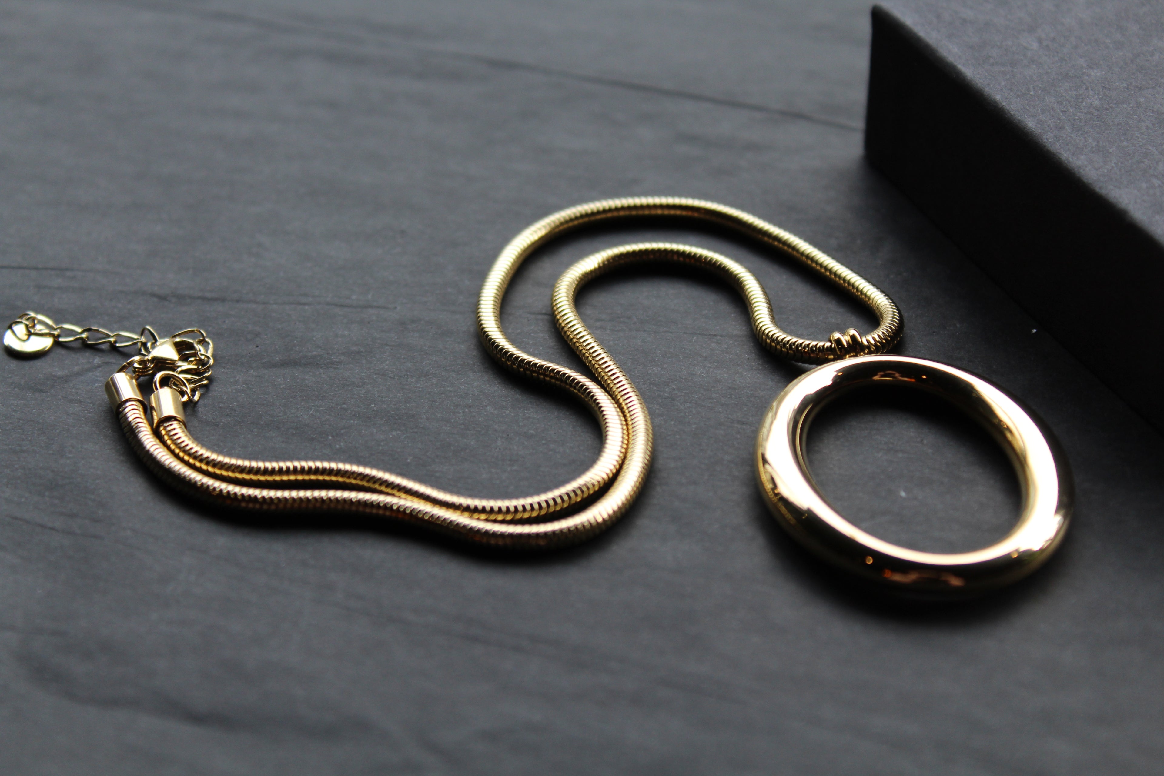 Stainless Steel Hoop & Snake Chain Necklace