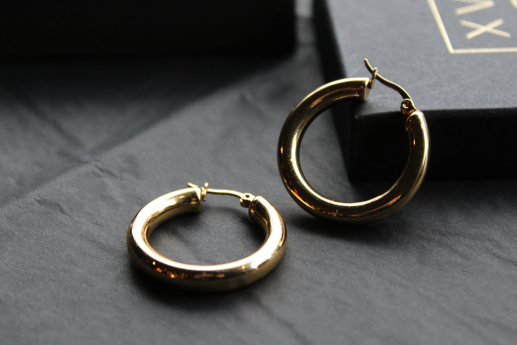 Stainless Steel Large Hoops with 18ct Gold PVD