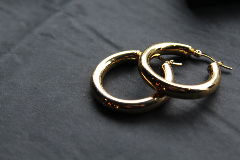 Stainless Steel Large Hoops with 18ct Gold PVD