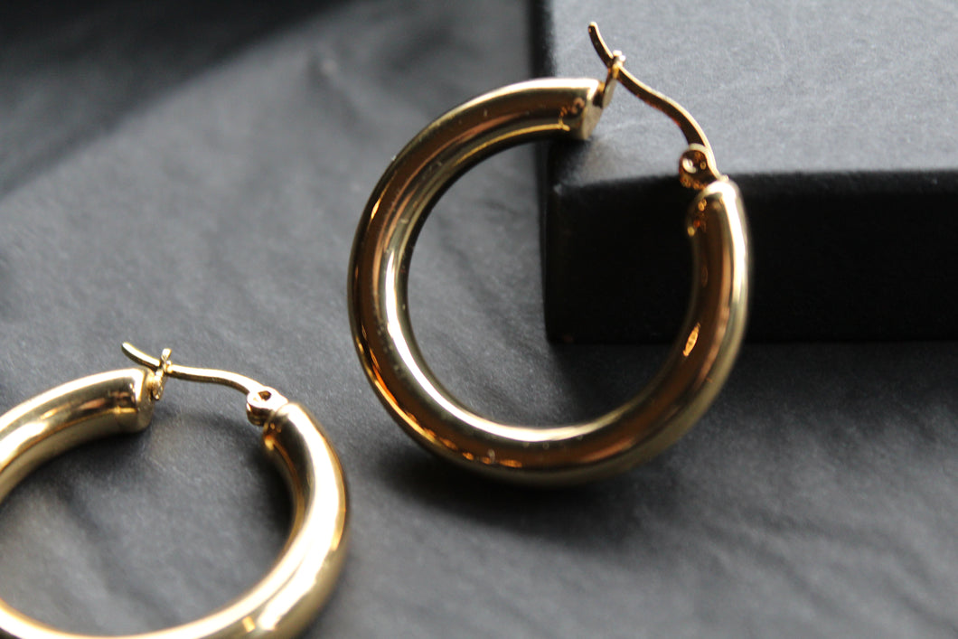 Stainless Steel Large Hoops with 18ct Gold PVD