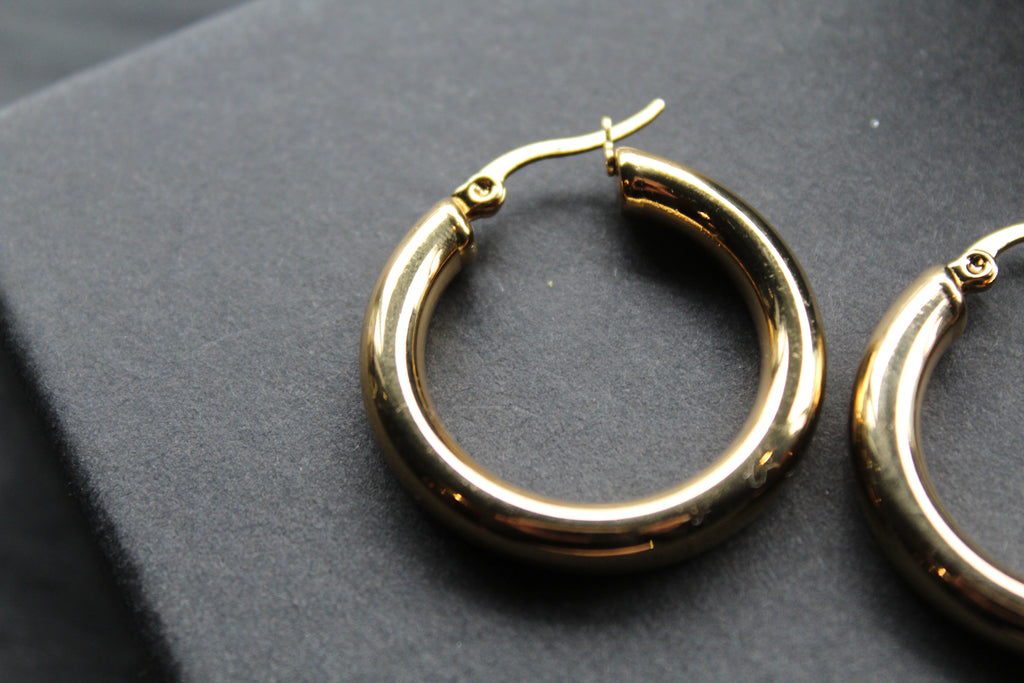 Stainless Steel Large Hoops with 18ct Gold PVD