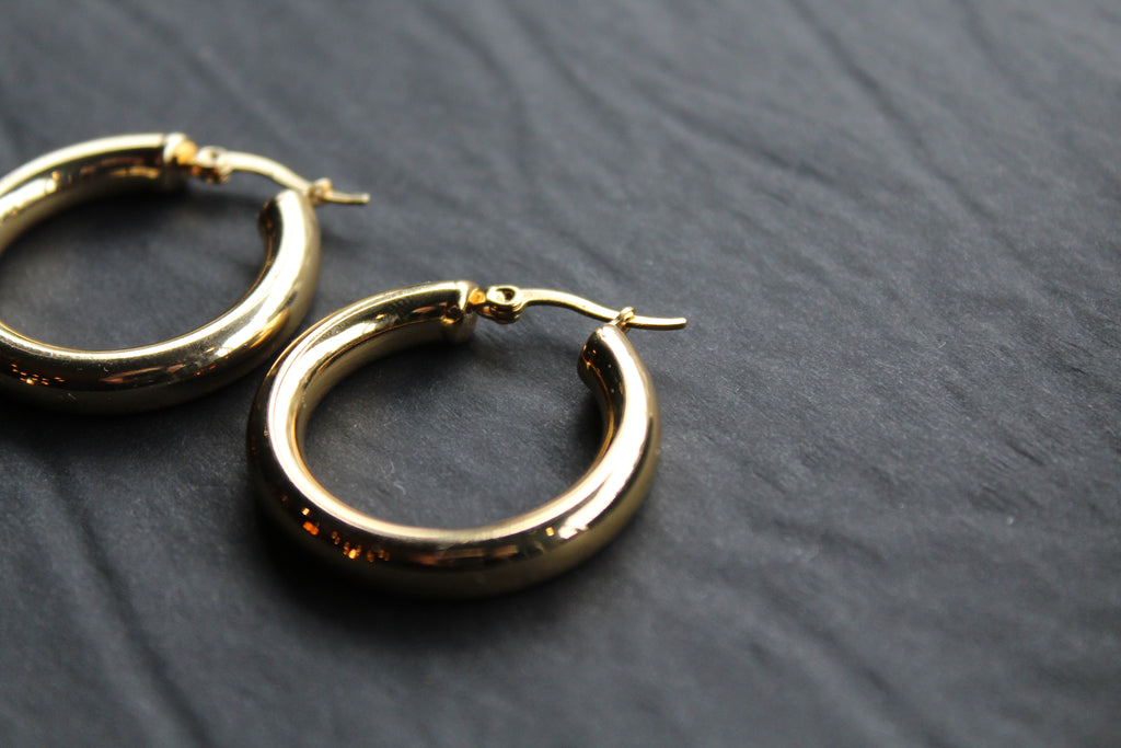 Stainless Steel Large Hoops with 18ct Gold PVD