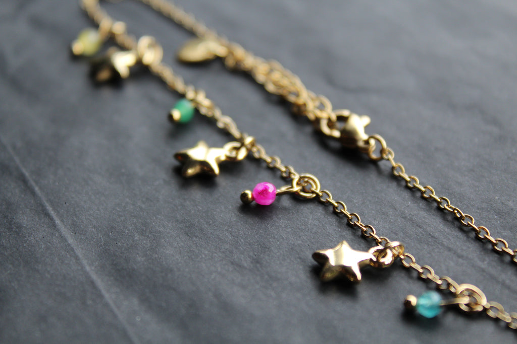 Stainless Steel Multicolored Ankle Chain
