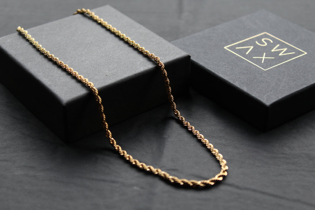 Stainless Steel Rope Necklace with 18ct Gold PVD