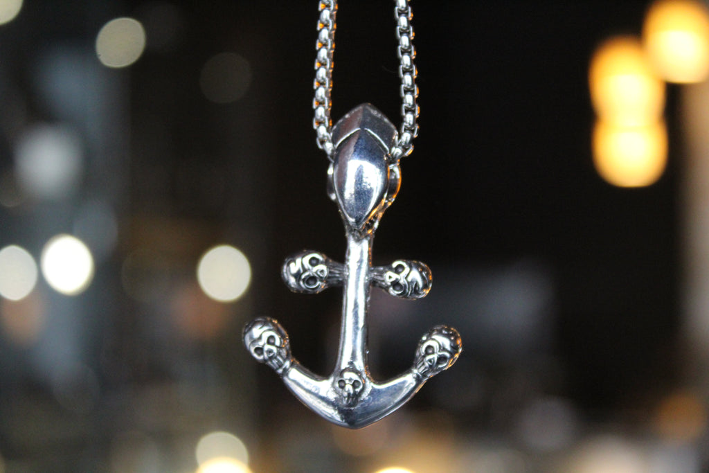 Stainless Steel Skull & Anchor Necklace