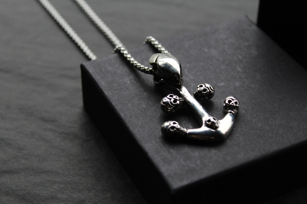 Stainless Steel Skull & Anchor Necklace