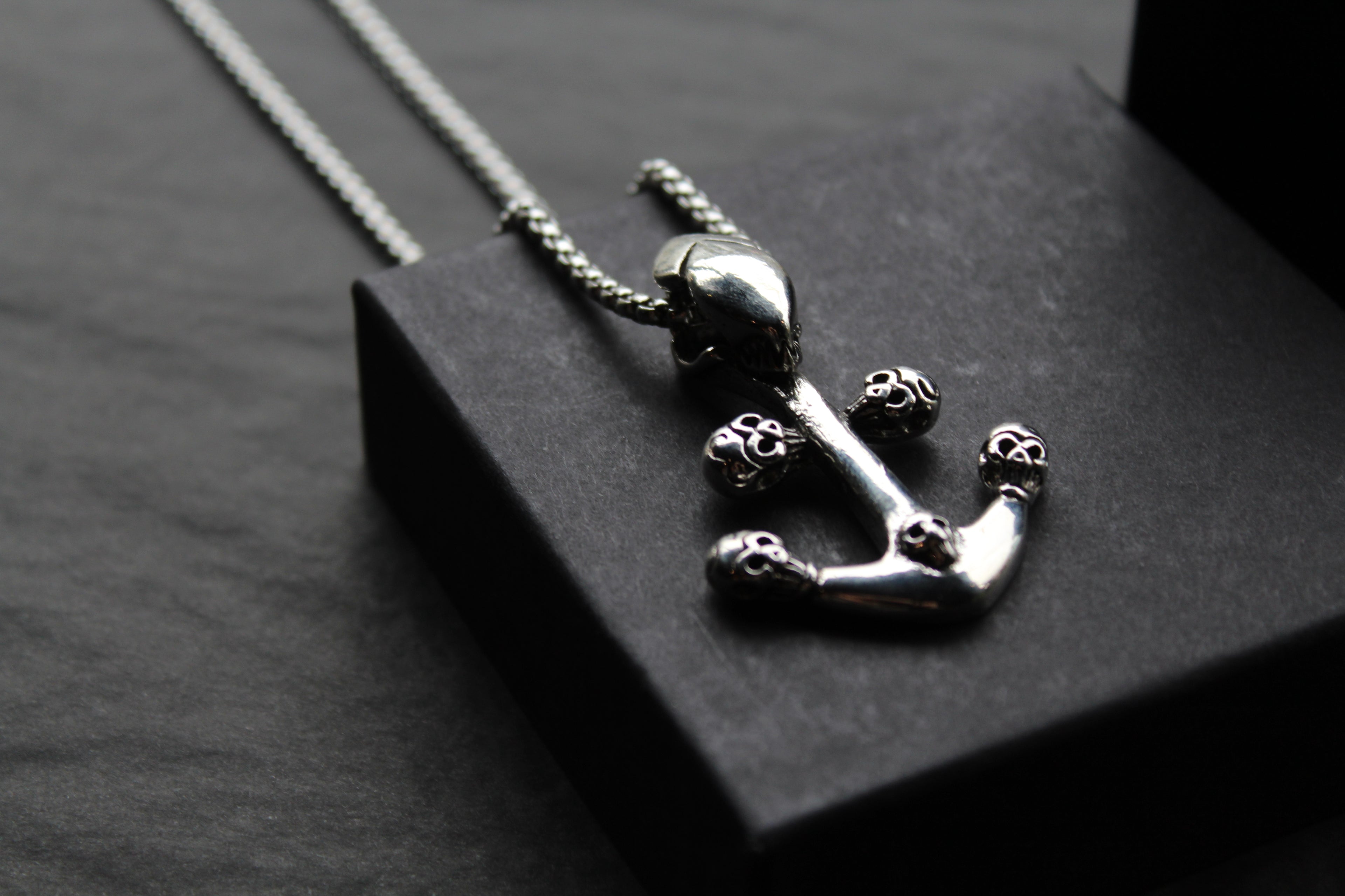 Stainless Steel Skull & Anchor Necklace