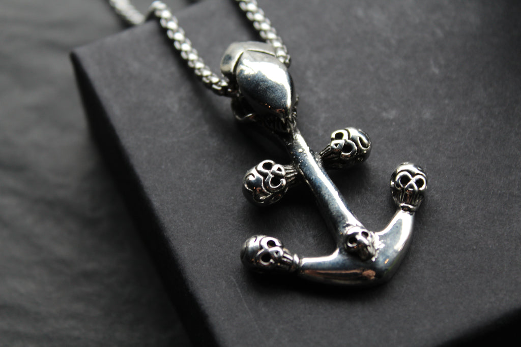 Stainless Steel Skull & Anchor Necklace