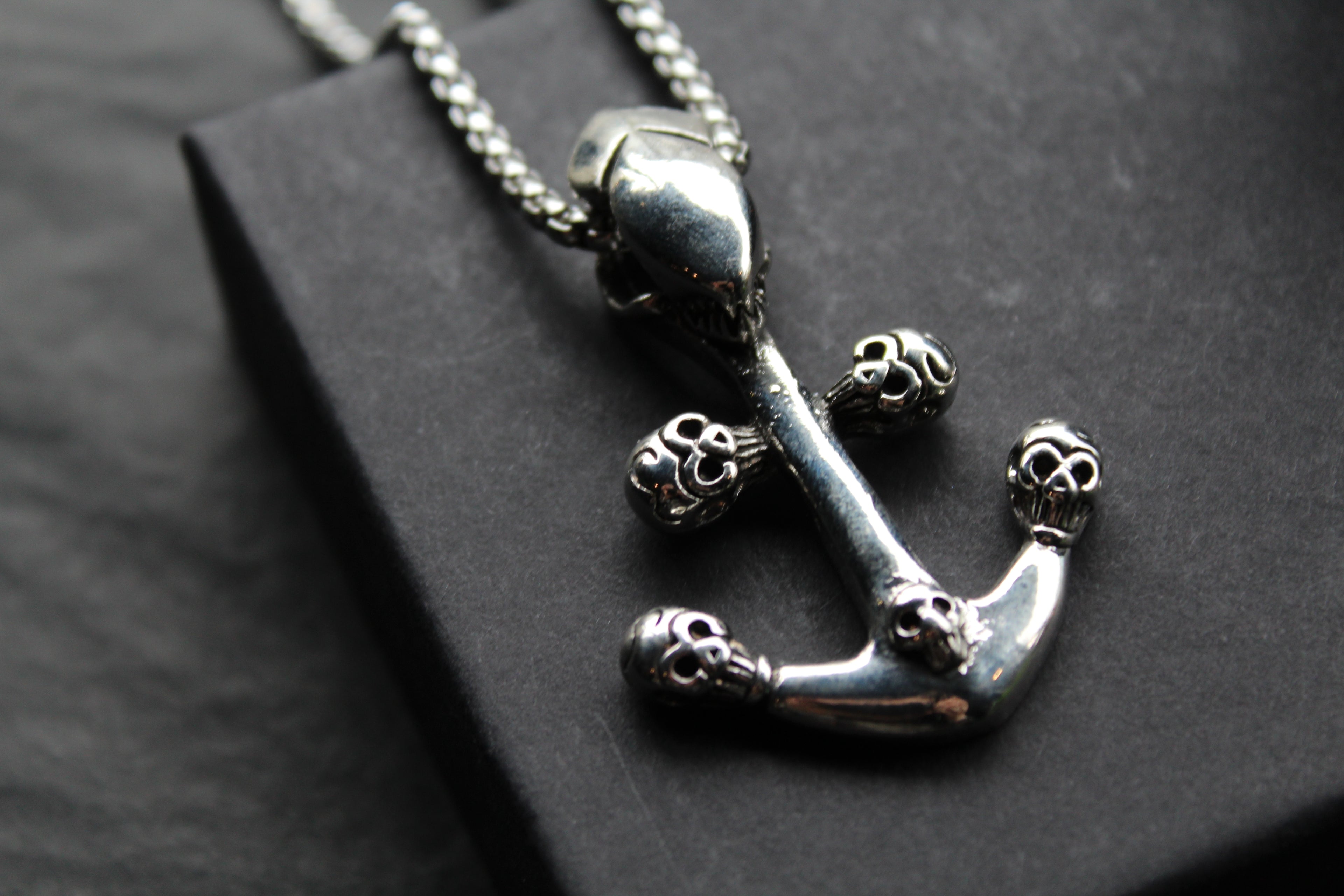 Stainless Steel Skull & Anchor Necklace