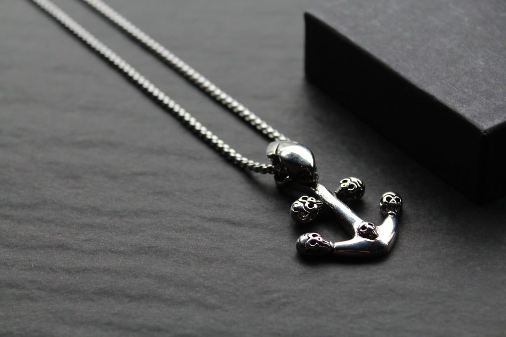 Stainless Steel Skull & Anchor Necklace