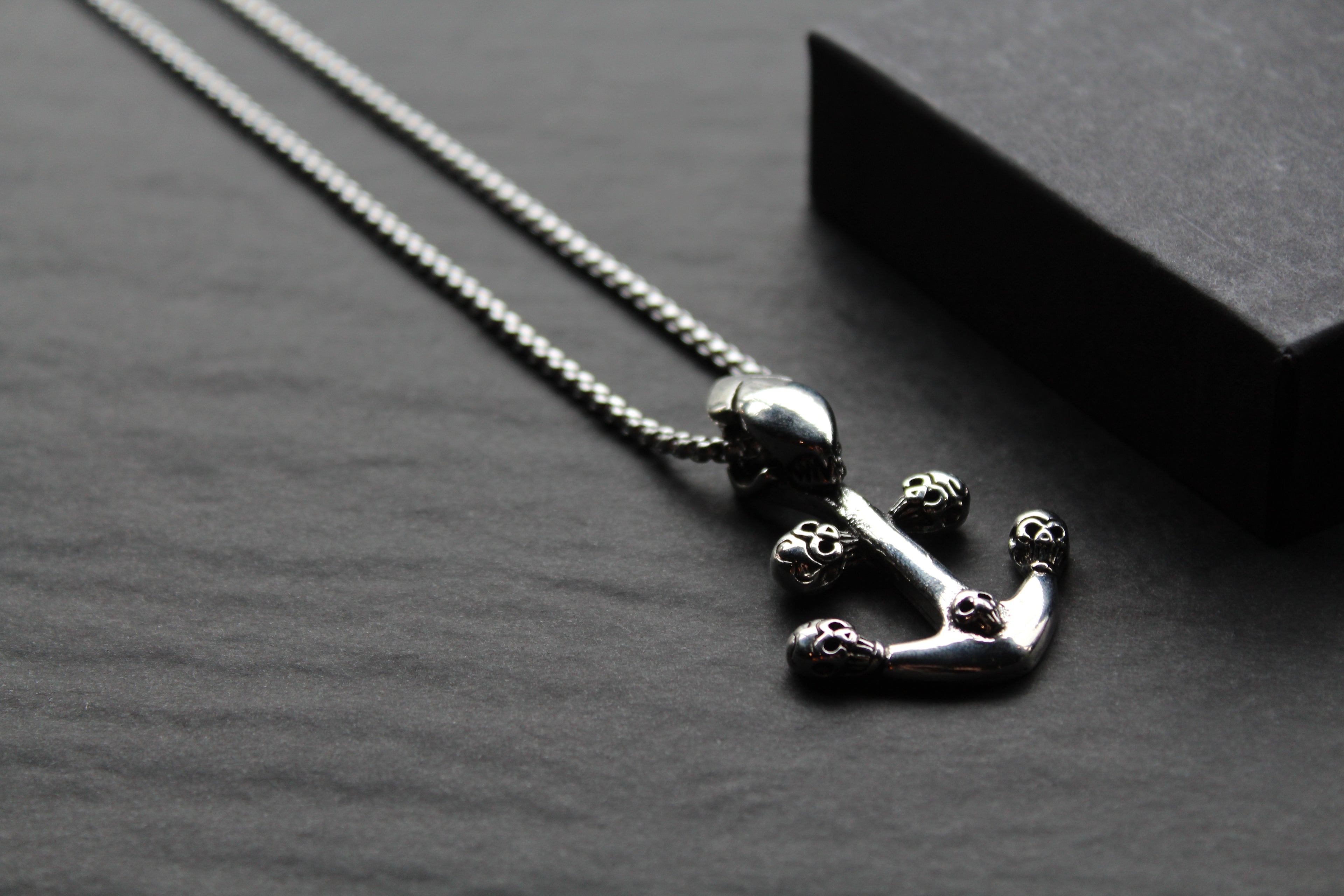 Stainless Steel Skull & Anchor Necklace