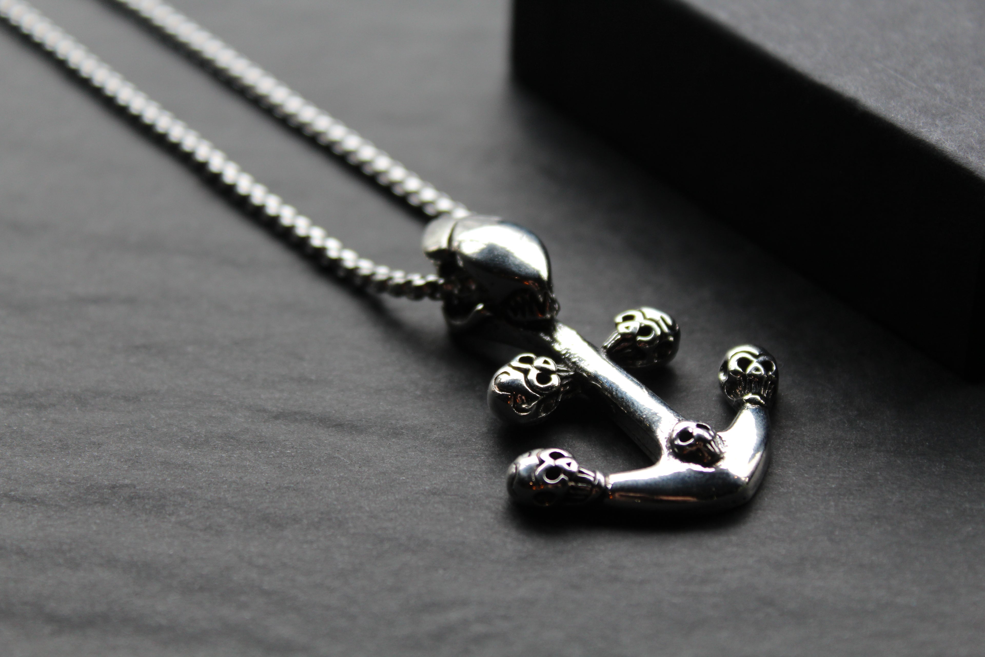 Stainless Steel Skull & Anchor Necklace