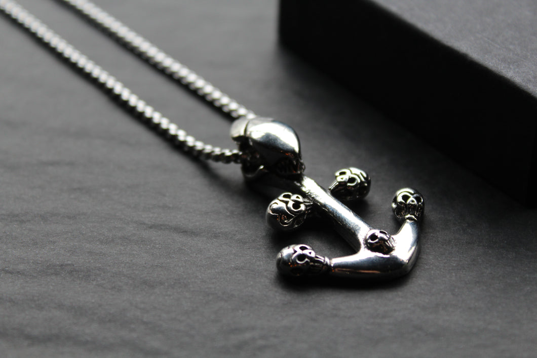Stainless Steel Skull & Anchor Necklace