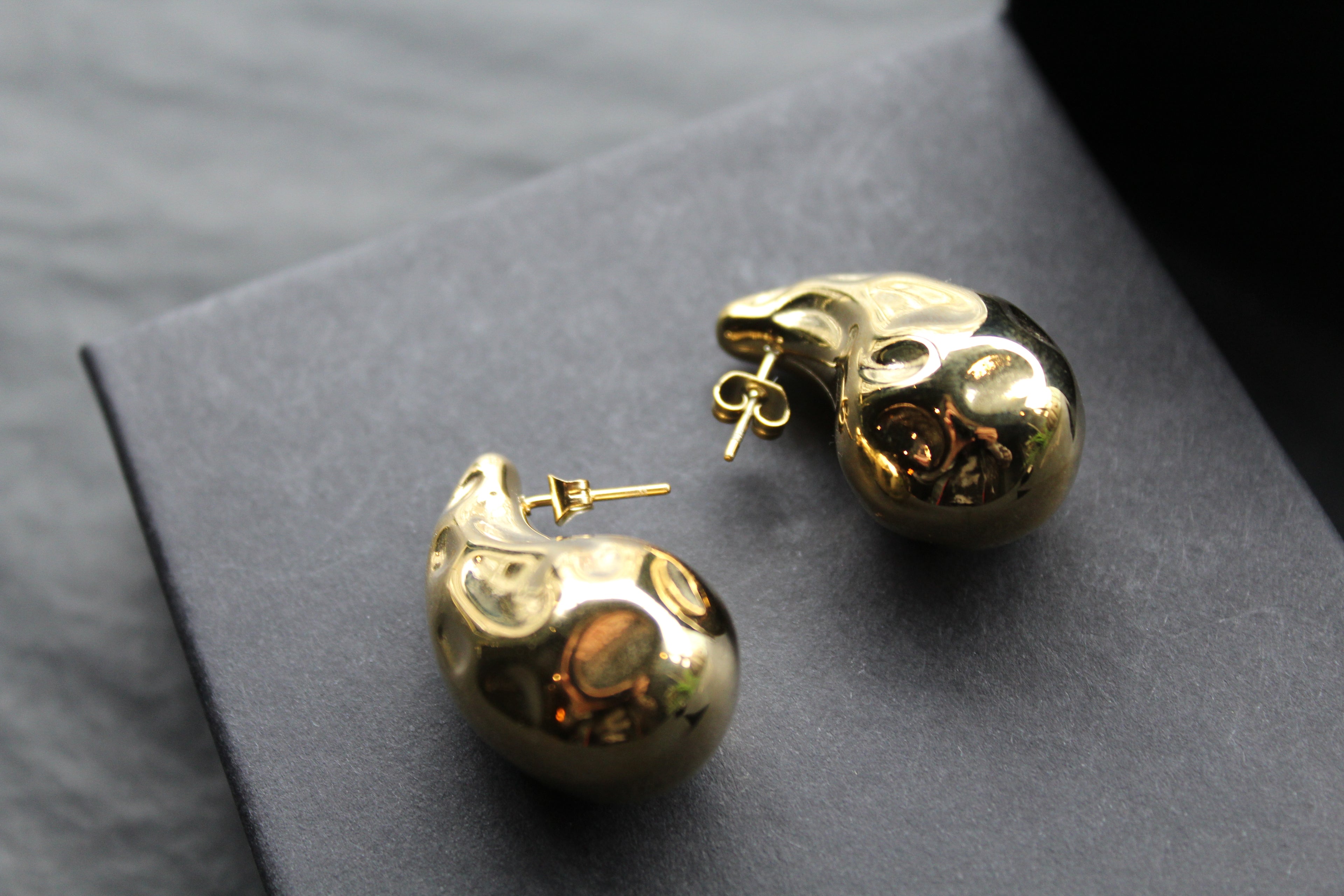 Stainless Steel Textured Tear Drop Earrings