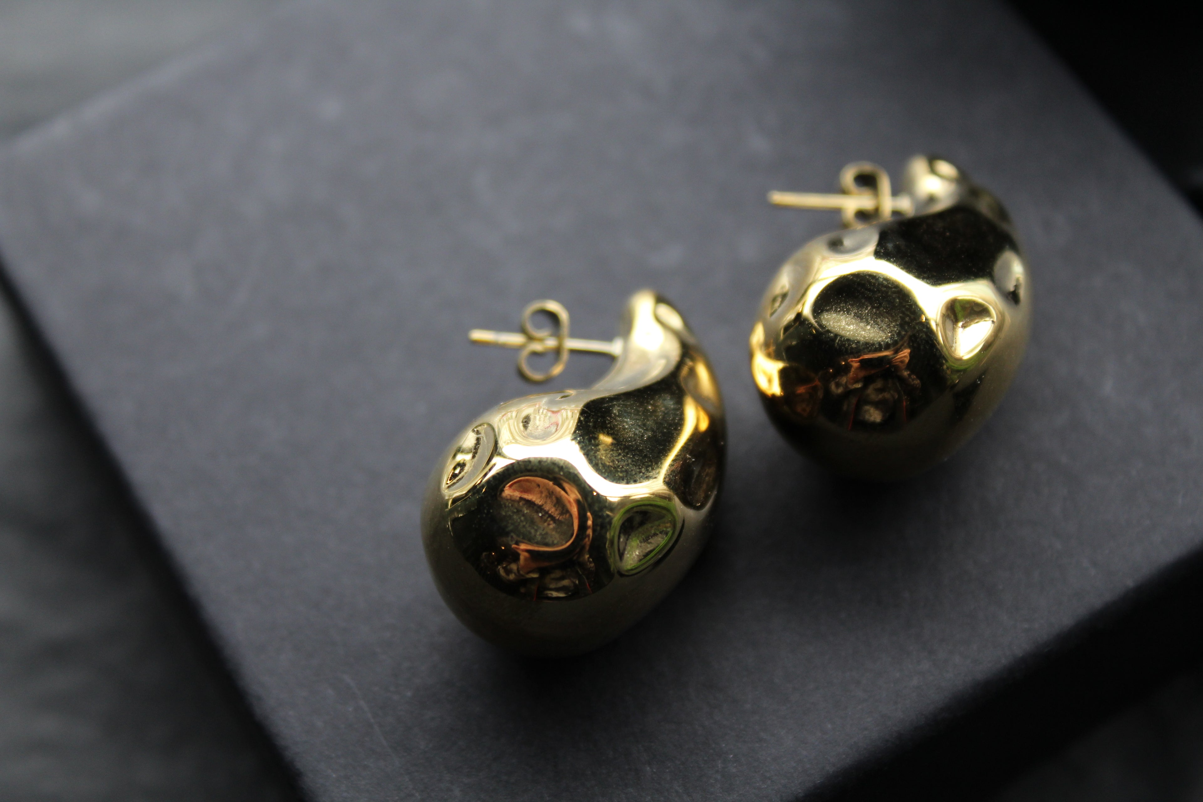 Stainless Steel Textured Tear Drop Earrings