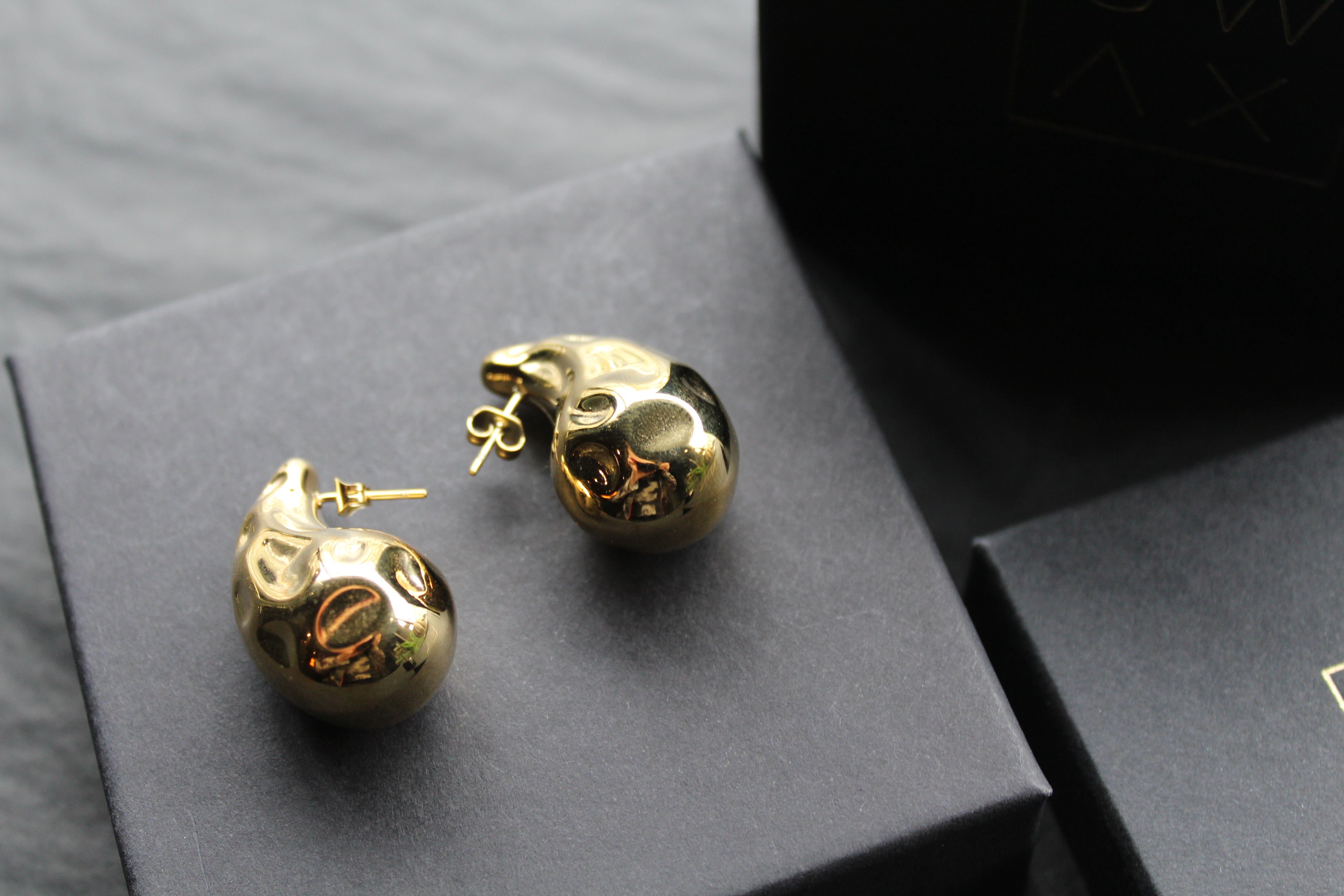 Stainless Steel Textured Tear Drop Earrings