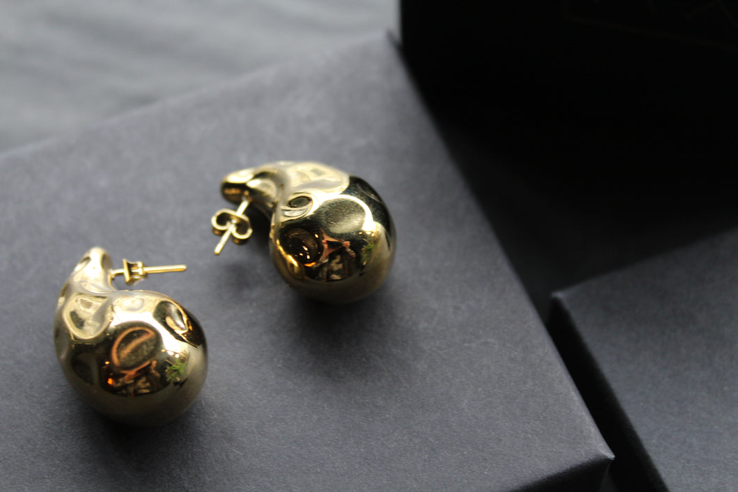 Stainless Steel Textured Tear Drop Earrings