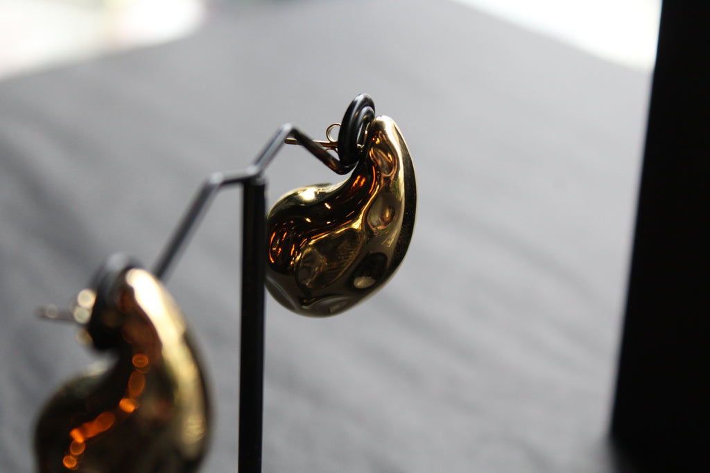 Stainless Steel Textured Tear Drop Earrings