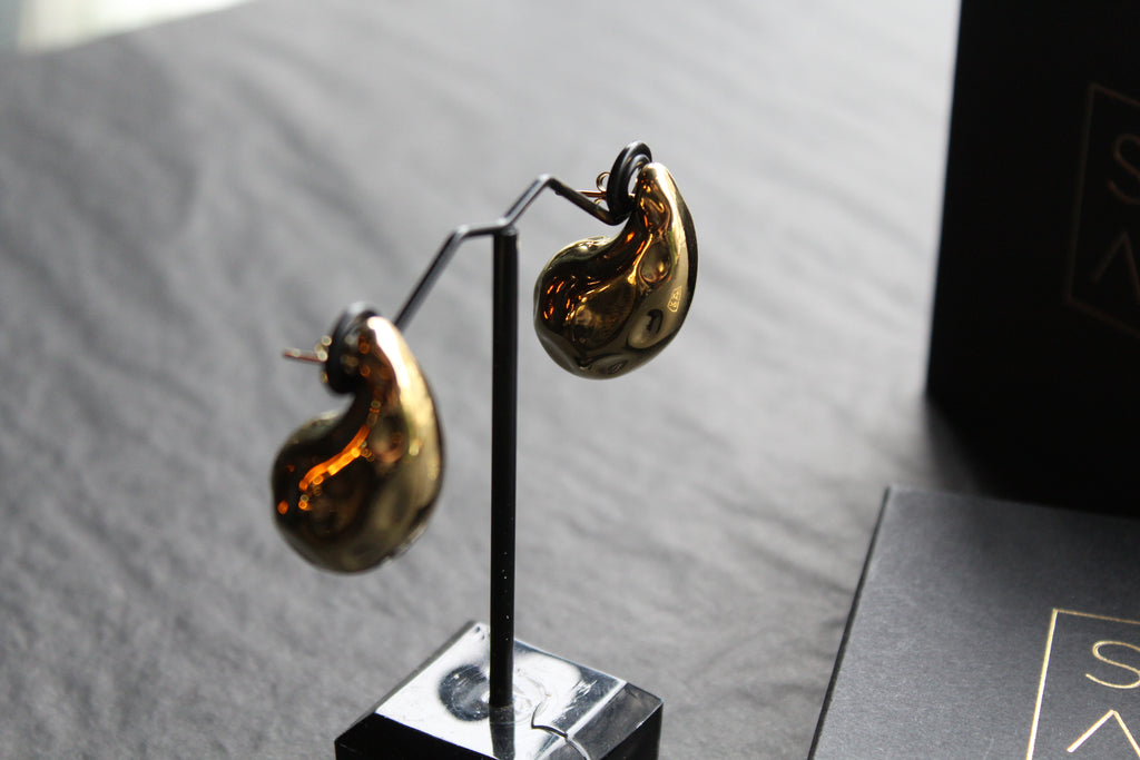 Stainless Steel Textured Tear Drop Earrings