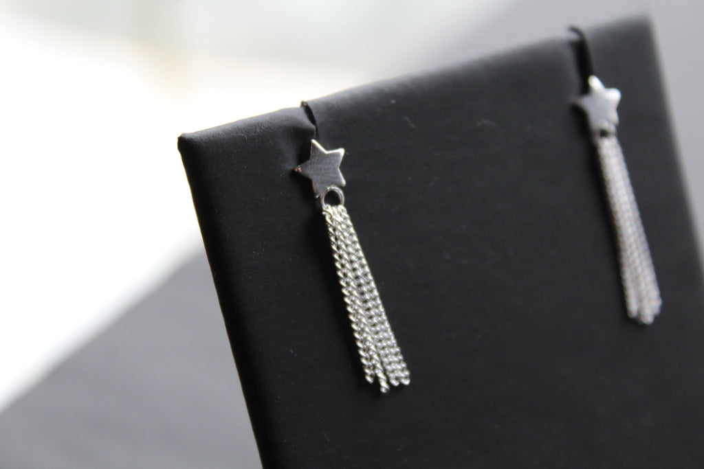 Star Studs with Tassel Drop