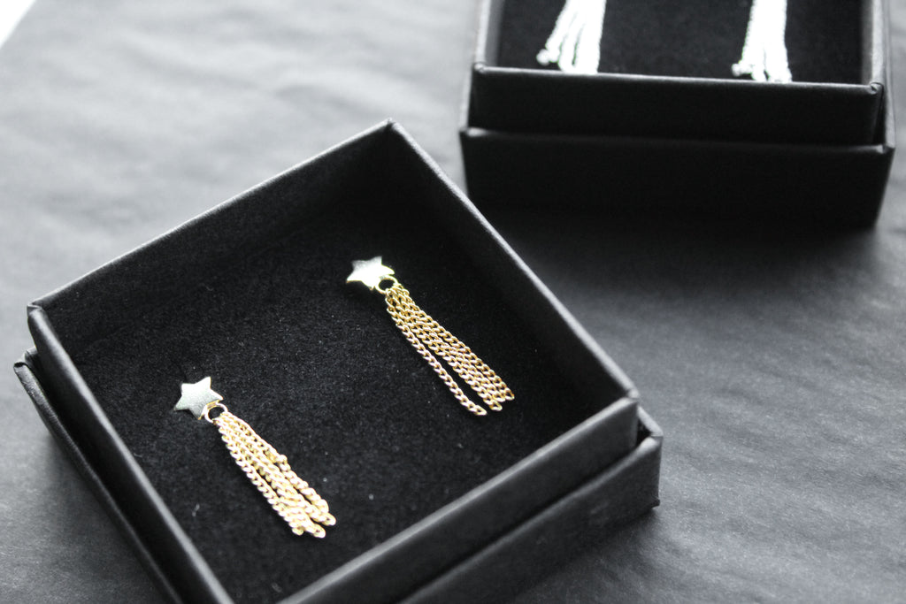 Star Studs with Tassel Drop