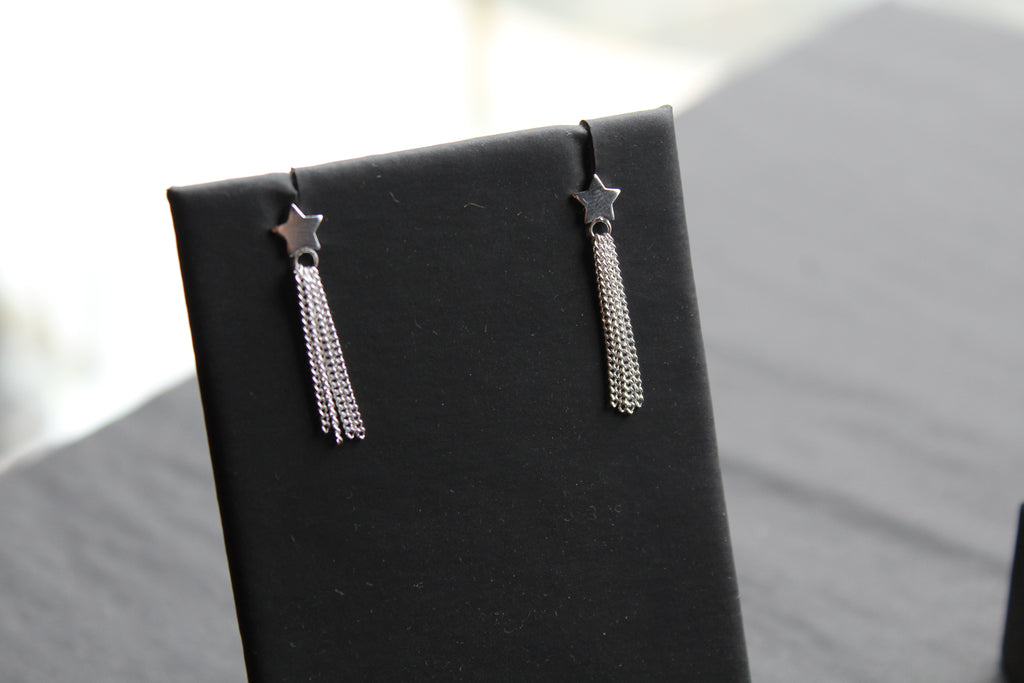 Star Studs with Tassel Drop