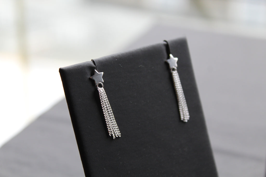 Star Studs with Tassel Drop